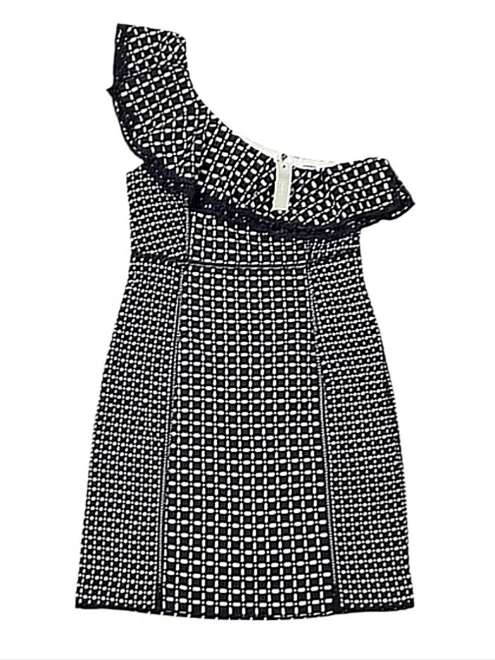 J Crew One Shoulder Crochet Overlay Ruffle Cocktail Mini Dress Size 4 NWT